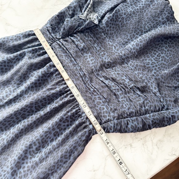 Ramy Brook Jeannie Silk Mini Drop Waist Dress Blue Leopard Women's Size 0 NEW - Picture 12 of 15
